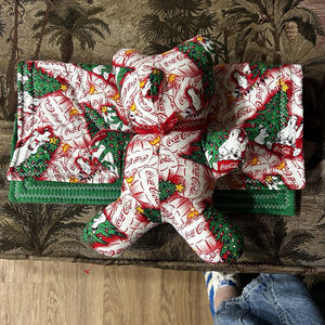 Handmade Coca-Cola Christmas Bear & Quilt Set 10” Plush Vintage Holiday Decor